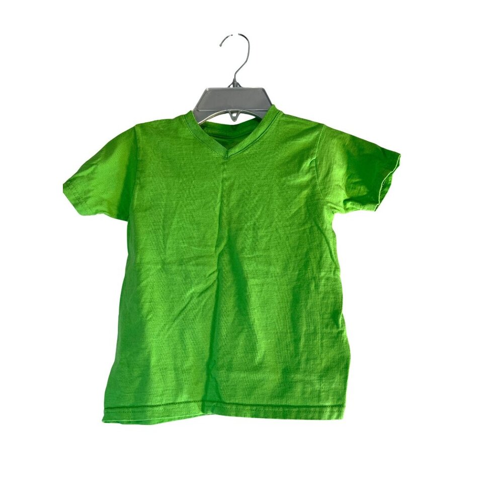 Fruit of Loom Unisex Tee Short Sleeves Green V-Neck Size XS 4-5